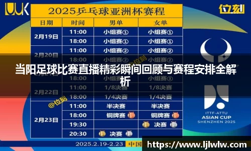 当阳足球比赛直播精彩瞬间回顾与赛程安排全解析