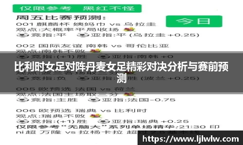 比利时女足对阵丹麦女足精彩对决分析与赛前预测